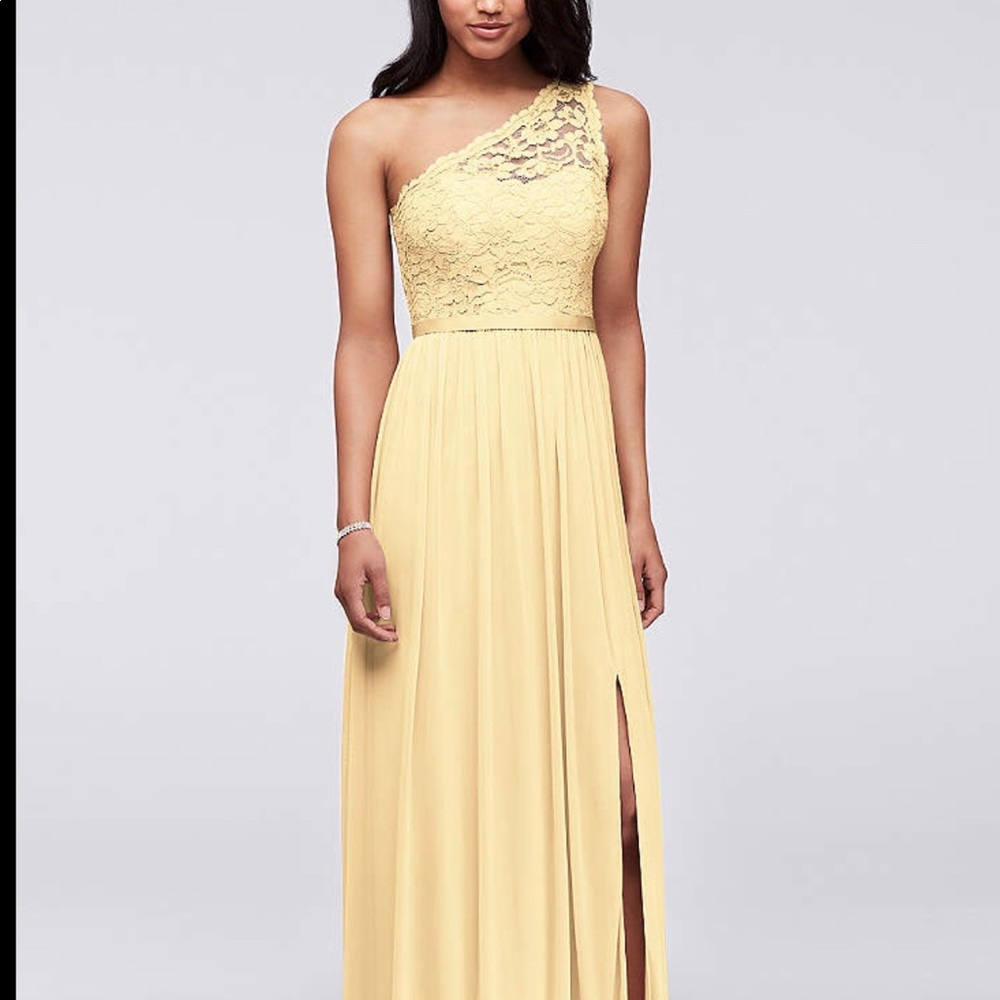 Long canary yellow brides maid dress